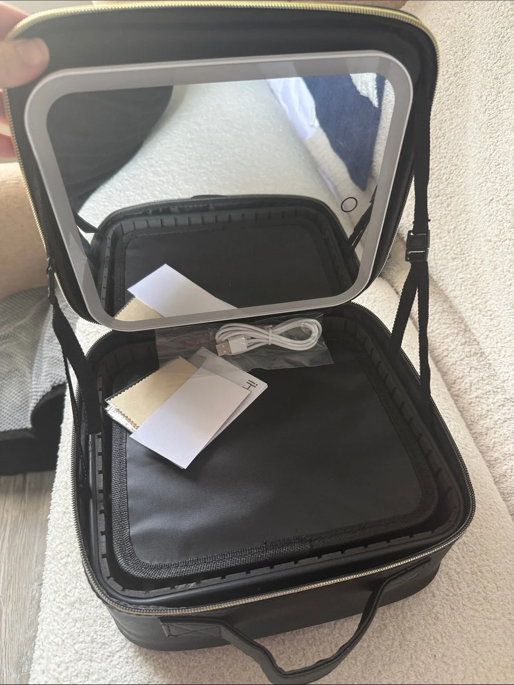 iHome Black Travel Storage Case with Top Handle and Gold Logo